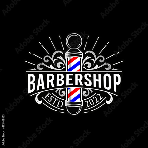 Vintage barbershop vector logo template