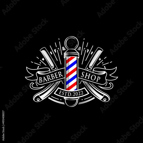 Unique vintage barbershop logo template