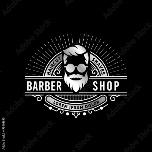 Barbershop vintage silver logo template