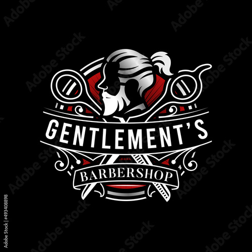 Barbershop gentleman vector logo template