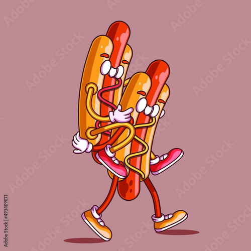 Hot Dog (fast food) cartoon vector illustration. Great for posters, banners, covers and restaurant catalogs.