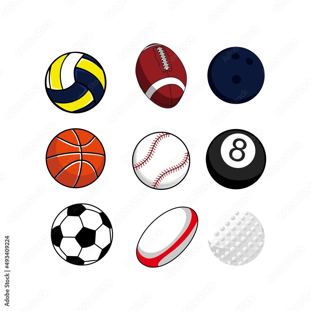 set of ball various sport vector, illustration