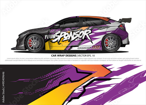 Car wrap decal design vector. abstract Graphic background kit designs for vehicle  race car  rally  livery  sport car