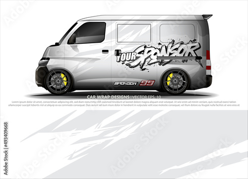 Car wrap decal design vector. abstract Graphic background kit designs for vehicle, race car, rally, livery, sport car
