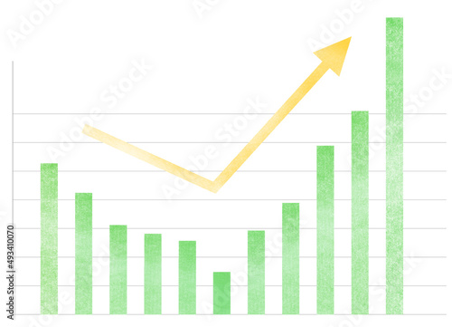 V字回復する棒グラフ グリーン