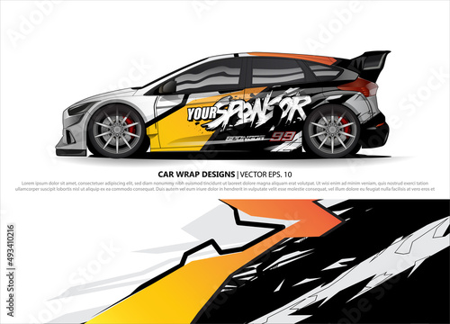 Car wrap decal design vector. abstract Graphic background kit designs for vehicle  race car  rally  livery  sport car 