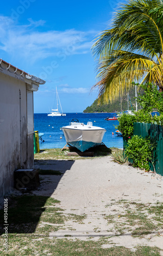 View from the street on the bay  Le Bourg  Terre-de-Haut  Iles des Saintes  Les Saintes  Guadeloupe  Lesser Antilles  Caribbean.
