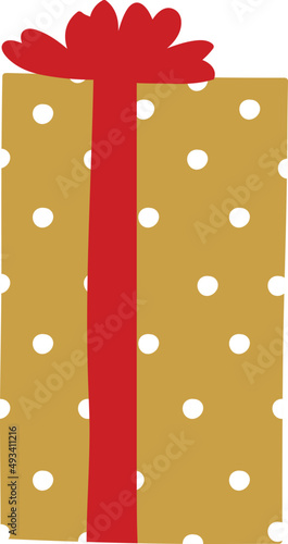 Cute yellow christmas present illustration.