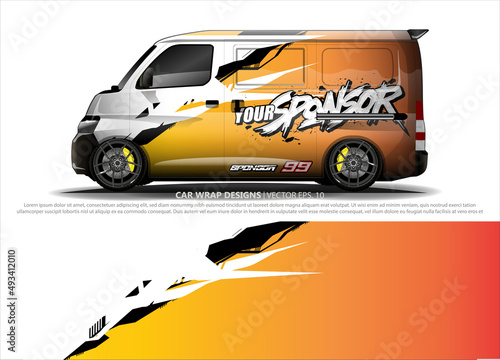 Car wrap decal design vector. abstract Graphic background kit designs for vehicle  race car  rally  livery  sport car 