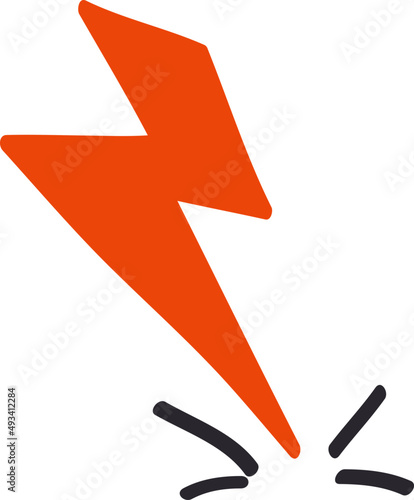 Cute hand drawn thunder mark element. Decorative adorable doodle pattern.