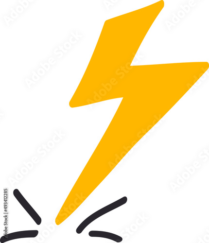 Cute hand drawn thunder mark illustration . Decorative adorable doodle pattern.