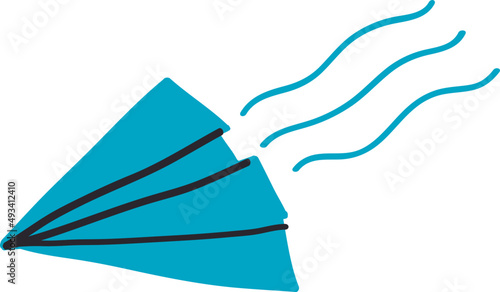 Cute hand drawn paper airplane illustration . Decorative adorable doodle pattern.
