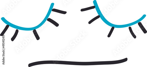 Cute hand drawn sad face illustration . Decorative adorable doodle pattern.