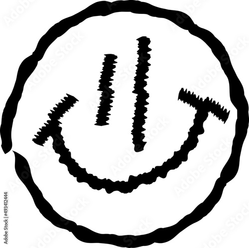 Cute hand drawn smiling face illustration . Decorative adorable doodle pattern.