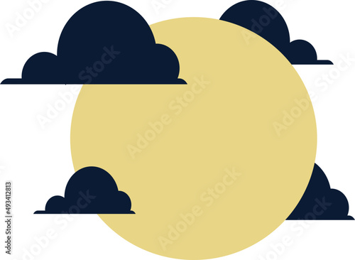 Spooky midnight moon and cloud halloween illustration.