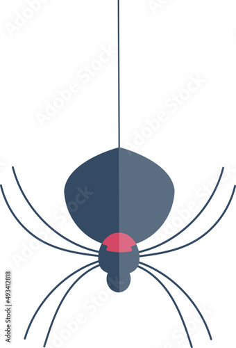 Spooky black spider halloween illustration.