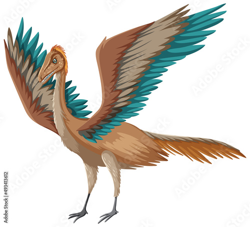 A dinosaur Archaeopteryx on white background photo