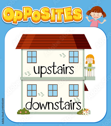 Opposite words for upstairs and downstairs