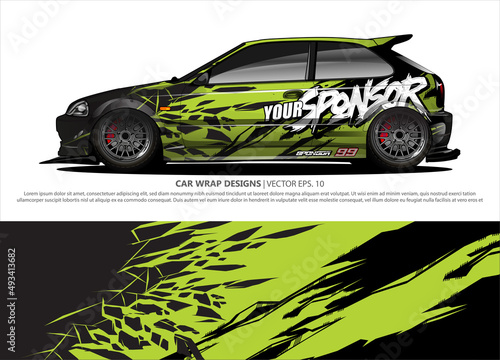 Car wrap decal design vector. abstract Graphic background kit designs for vehicle, race car, rally, livery, sport car
