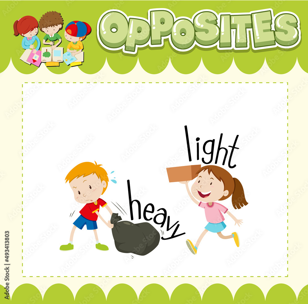 Education word card of English opposites word Education word card of English opposites word