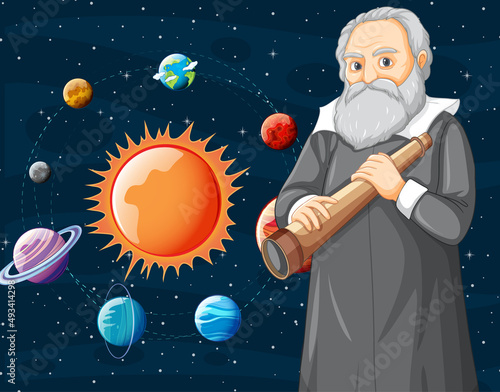 Portrait of Galileo Galilei in cartoon style photo