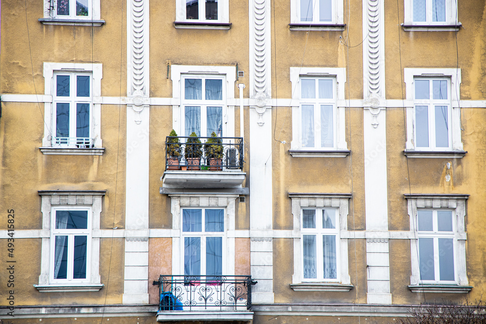 Narrow streets with colourful building fronts in Poland, Europe Narrow streets with colourful building fronts in Poland, Europe