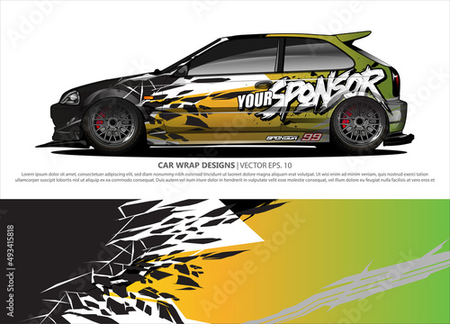 Car wrap decal design vector. abstract Graphic background kit designs for vehicle, race car, rally, livery, sport car

