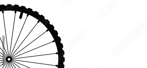 Cartoon cycling wheels line pattern. Sport icon. Cyclist wheel logo or pictogram. Retro cycling or bike rims symbol. Silhouettes of wheels with spokes. Bicycle wheels spoke. Mountain bike