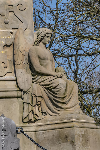 The monument to poet and playwright Joost van den Vondel (Standbeeld Joost van den Vondel) was unveiled on October 18, 1867, after which park itself was called Vondelpark. Amsterdam, the Netherlands. photo