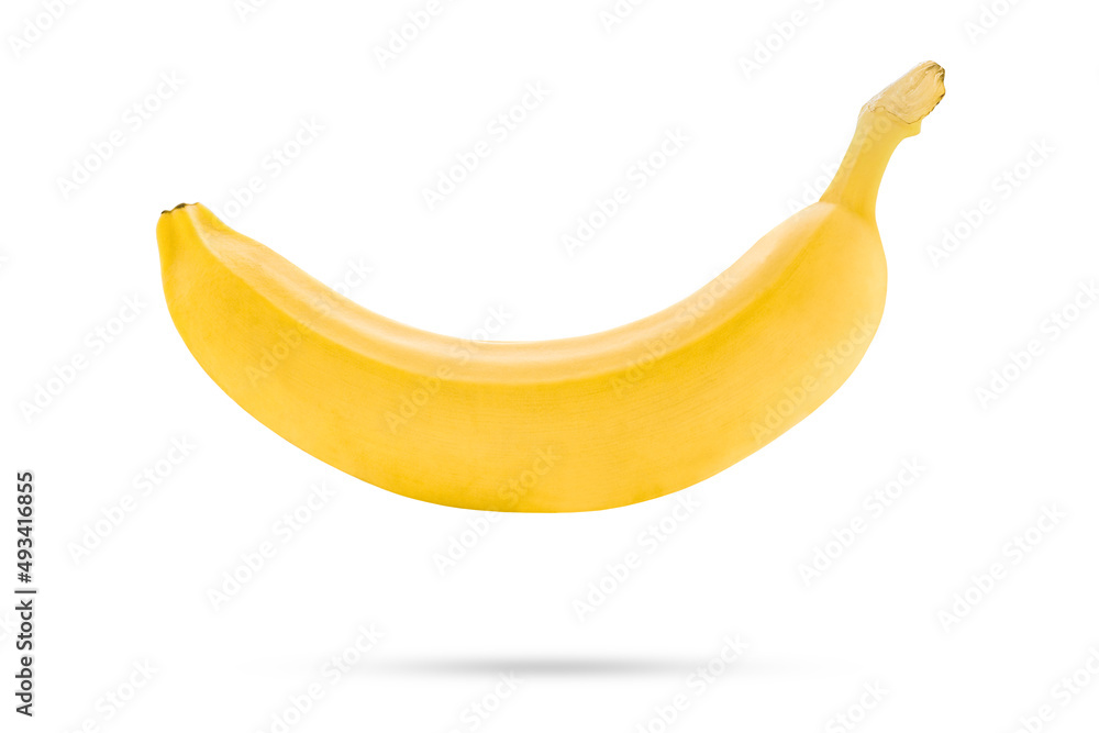 Flying banana isolated on white background.