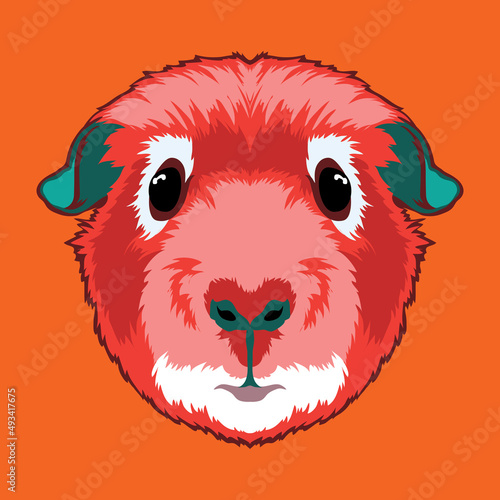 Cute Guinea Pig face vector illustration in decorative style, perfect for tshirt style and mascot logo 