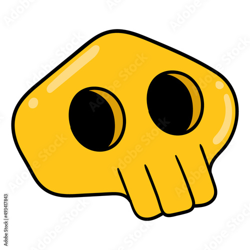 yellow scary skull mask, doodle icon image kawaii