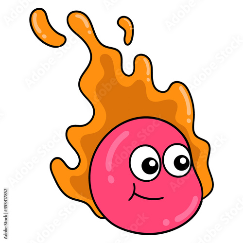 cute-faced fireball friendly smile, doodle icon image kawaii