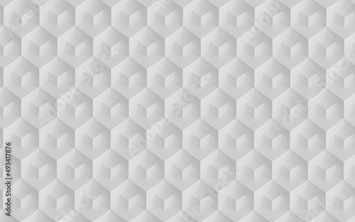 Fototapeta Naklejka Na Ścianę i Meble -  Abstract design with reteating pattern of overlaying white cubes. 3d illustration (rendering). Isometric view