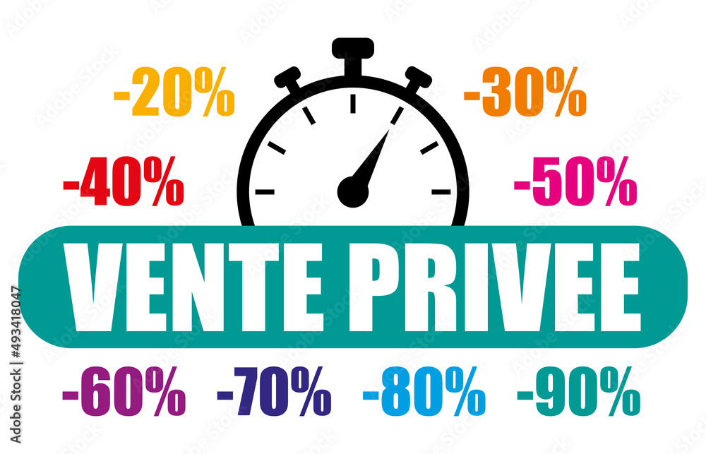 Vente privée. Icône bleu vert multicolore vectoriel avec réductions. Vente privée. Icône bleu vert multicolore vectoriel avec réductions.