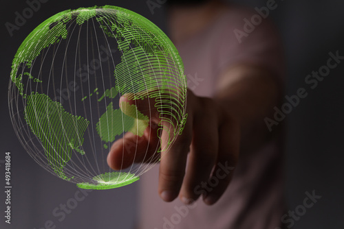 Grass Earth Globe, 3D rende...