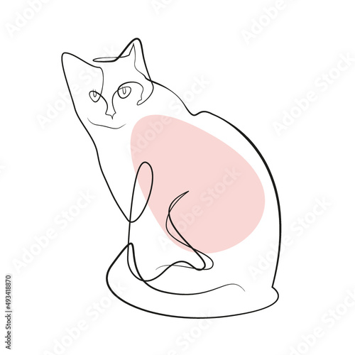 One Line Zeichnung einer Katze