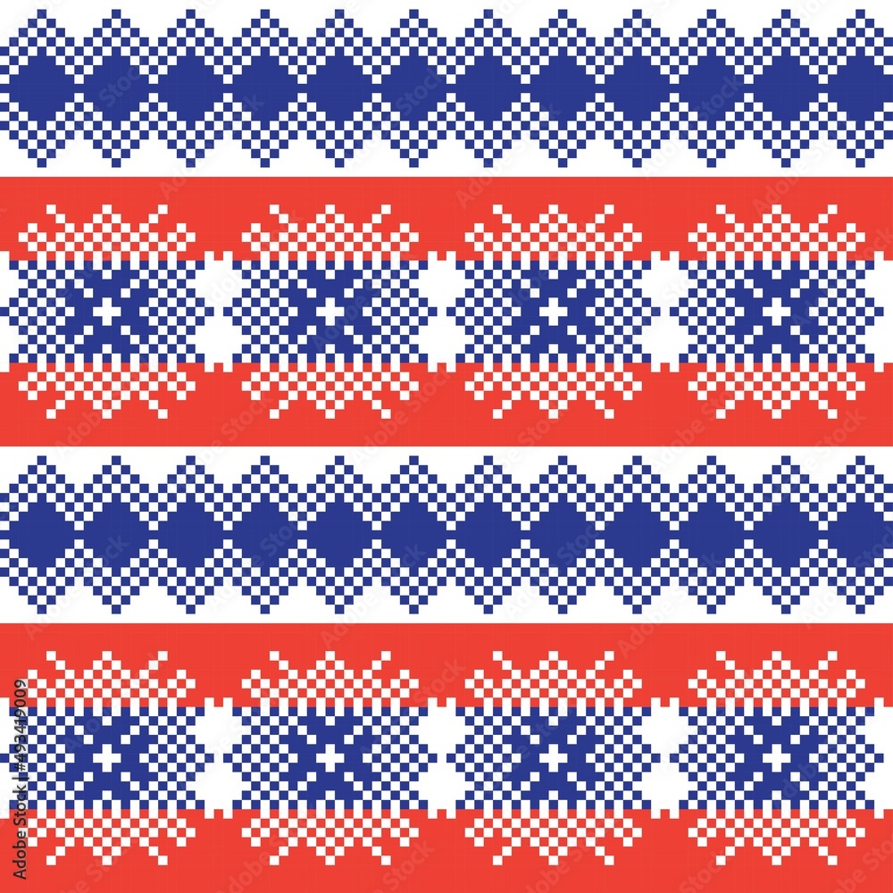 Snowflakes Fair Isle Seamless Pattern Design Snowflakes Fair Isle Seamless Pattern Design