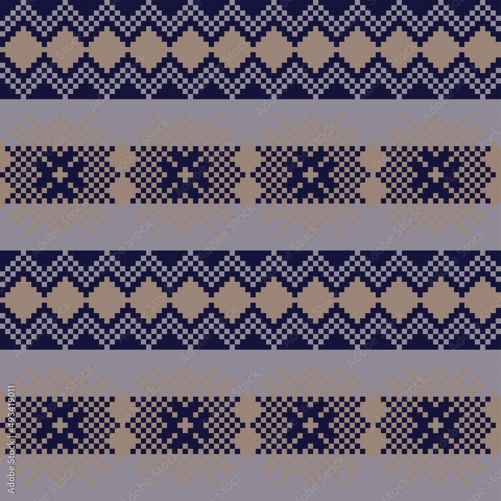 Snowflakes Fair Isle Seamless Pattern Design Snowflakes Fair Isle Seamless Pattern Design