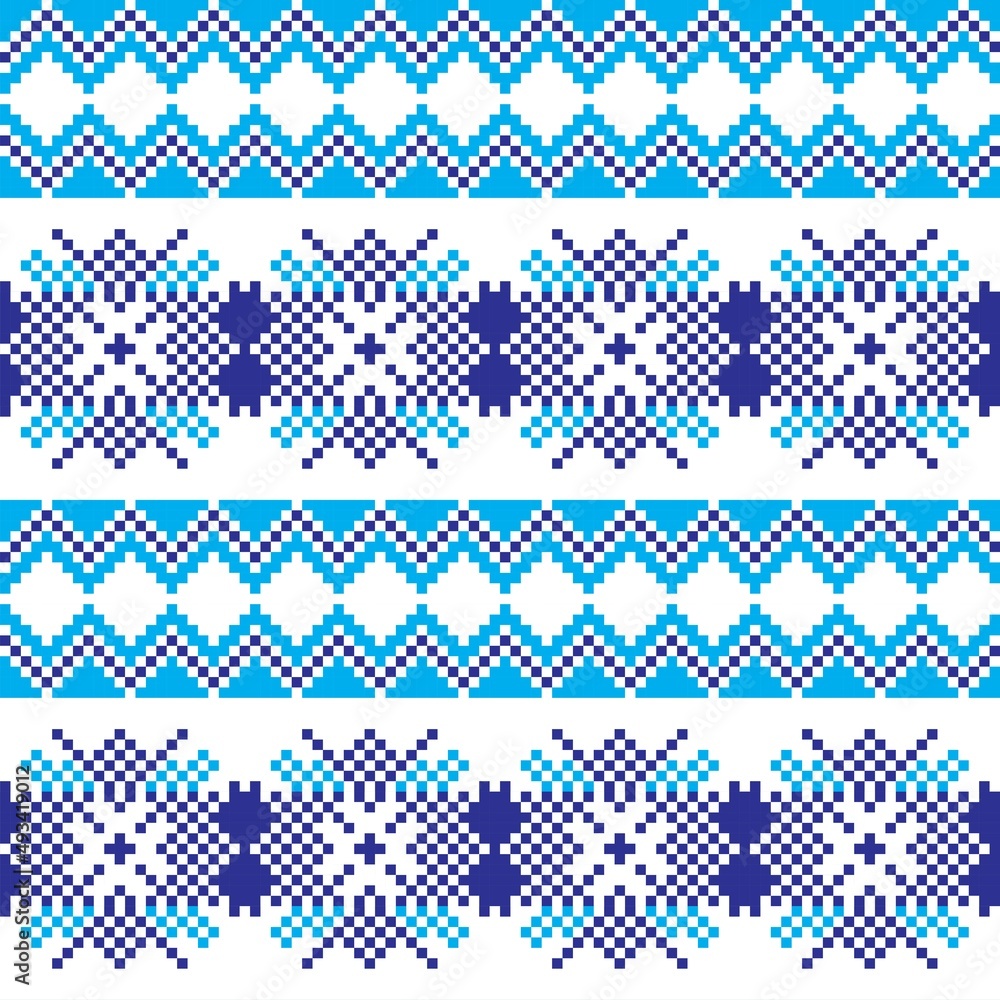 Snowflakes Fair Isle Seamless Pattern Design Snowflakes Fair Isle Seamless Pattern Design