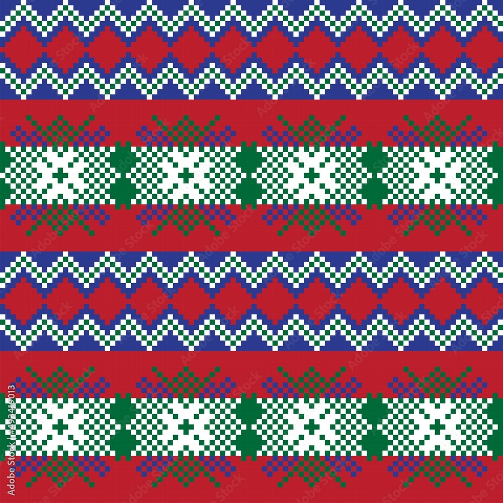 Snowflakes Fair Isle Seamless Pattern Design Snowflakes Fair Isle Seamless Pattern Design