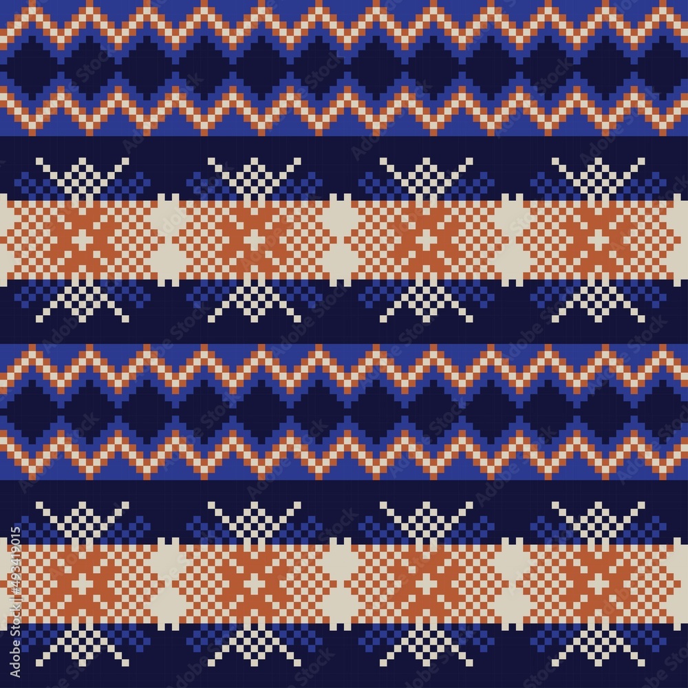 Snowflakes Fair Isle Seamless Pattern Design Snowflakes Fair Isle Seamless Pattern Design