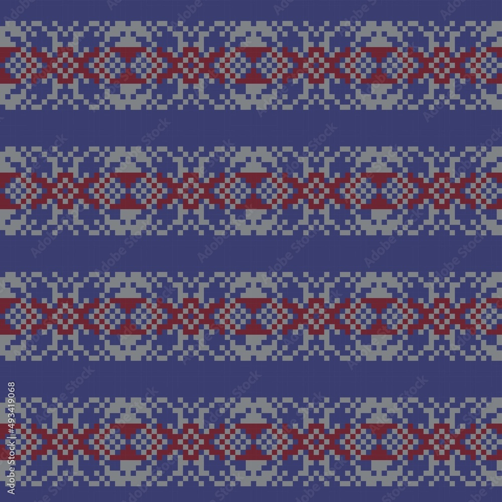 Snowflakes Fair Isle Seamless Pattern Design Snowflakes Fair Isle Seamless Pattern Design