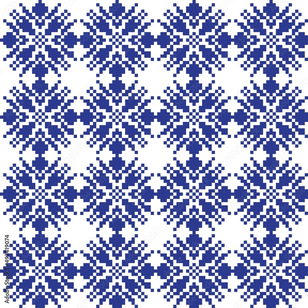 Snowflakes Fair Isle Seamless Pattern Design Snowflakes Fair Isle Seamless Pattern Design