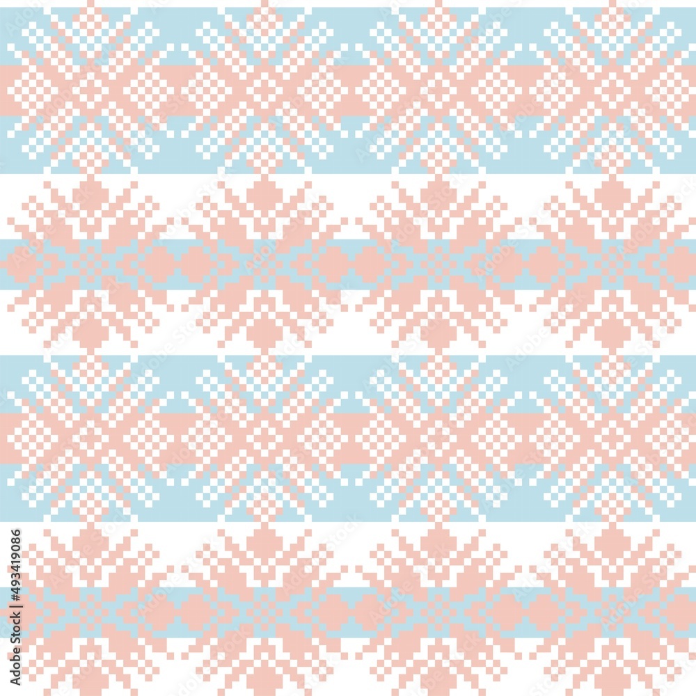 Snowflakes Fair Isle Seamless Pattern Design Snowflakes Fair Isle Seamless Pattern Design