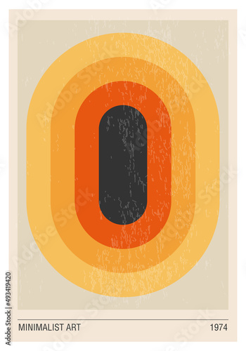 Minimal 20s geometric design poster, vector template with primitive shapes