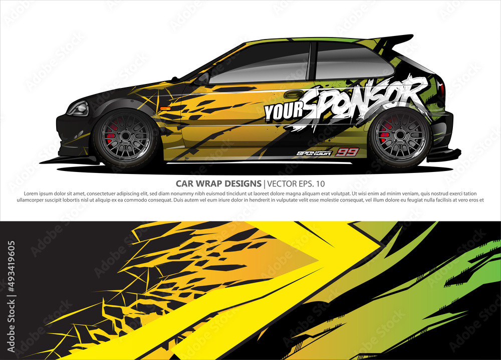 Fototapeta premium car wrap design. simple lines with abstract background vector concept for vehicle vinyl wrap and automotive decal livery