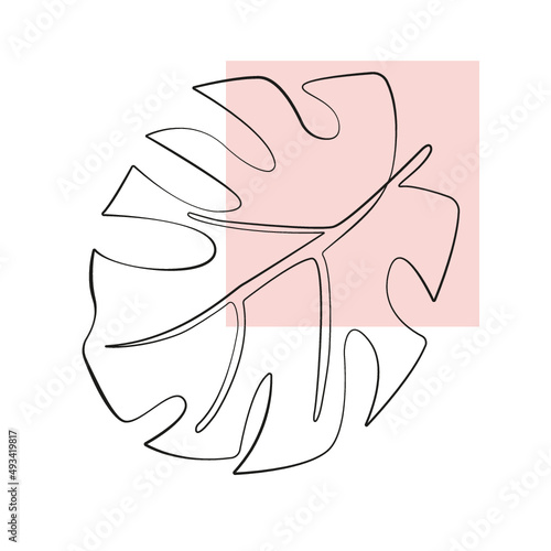 One Line Zeichnung einer Blume auf pink