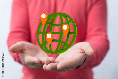 Grass Earth Globe, 3D rende...