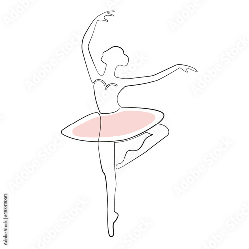One Line Zeichnung einer Ballerina